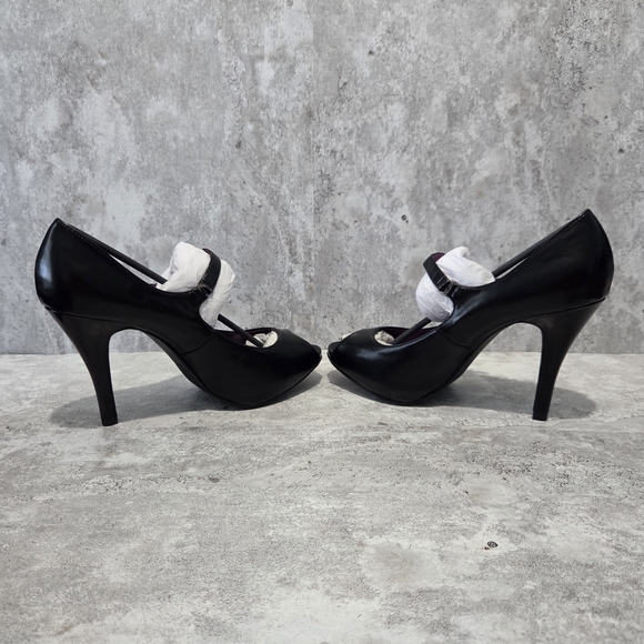 X-APPEAL Black Peep-Toe Heels Mary Jane Style Size 9 Gently Worn A Few Times - Picture 12 of 13